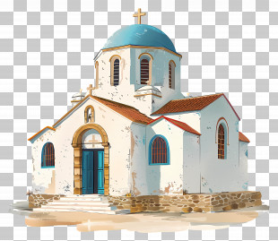 Greek Orthodox Chapel - Traditional Small Church Illustration PNG