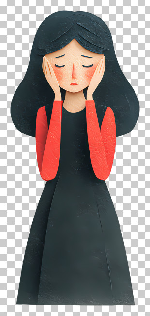 Girl In Grief - Sad Girl With Hands On Face PNG