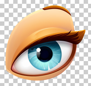 Emoji - Blue Eye Illustration With Eyelashes PNG