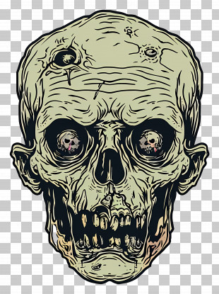 Zombie Head - Zombie Skull Illustration PNG