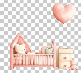 Love House - Cute Baby Crib In Nursery Room PNG
