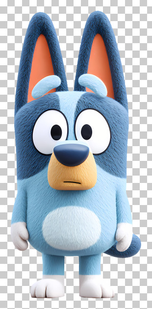 Bluey With Bunny Ears - Blue Cartoon Dog With Surprised Expression PNG