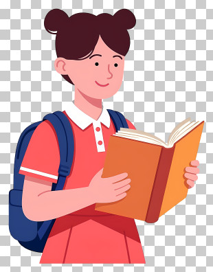 Cheerful Student Reading A Book PNG