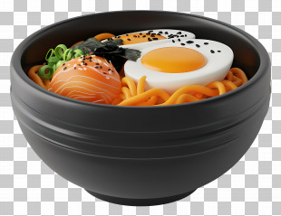 Udon - Ramen Bowl With Egg And Salmon PNG