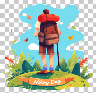 National Hiking Day - Hiker Standing In A Scenic Natural Landscape PNG