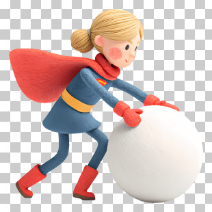 Supergirl Pushing Snowball - Superhero Girl Pushing Snowball PNG
