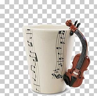 Coffee Cup Mug Violin Ceramic PNG