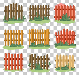 Wood Fence - Various Wooden Fence Styles In Cartoon Design PNG