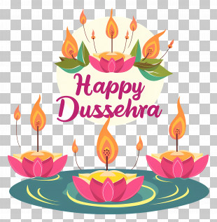 Ganga Dussehra - Happy Dussehra With Lotus Candles PNG