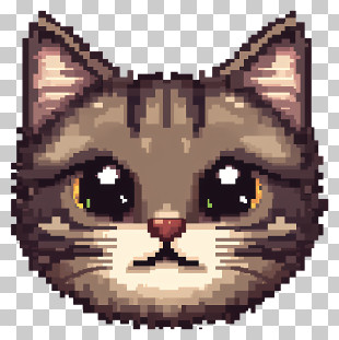 Pixel Cat - Pixel Art Cat Face PNG