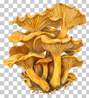 Chanterelle Mushroom - Yellow Chanterelle Mushroom Cluster PNG