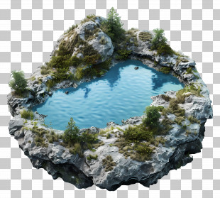 Lake - Serene Rocky Pond In Lush Greenery PNG