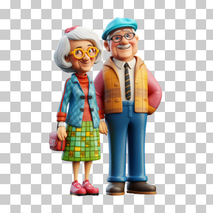 Uncle And Aunt Day
 - Adorable Cartoon Elderly Couple PNG