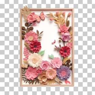Flower Frame
 - Paper Floral Frame With Beautiful Flower Decorations PNG