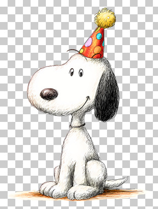 Snoopy Birthday - Cartoon Dog Wearing A Party Hat PNG