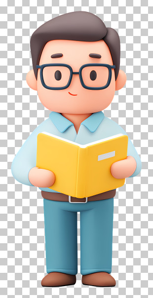 Calm Reader With Yellow Book PNG