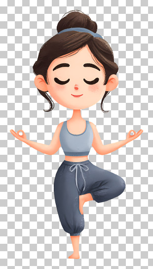 Cute Yoga Girl Meditating PNG