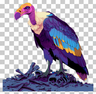 Cartoon Vulture - Colorful Vulture On Bones PNG