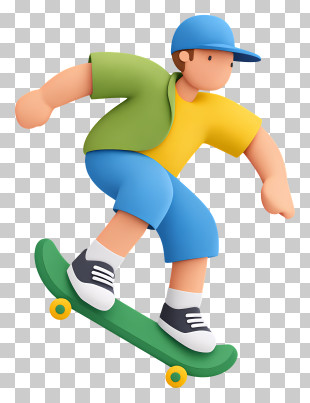 Skateboarder Enjoying Skating - Cartoon Skateboarder In Action PNG