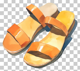 Sandals - Bright Orange Strap Sandals PNG