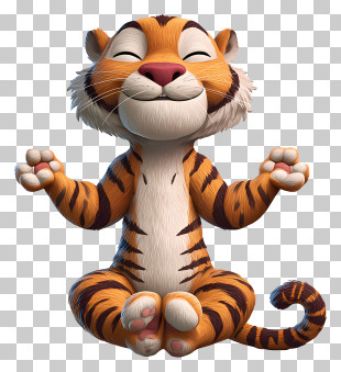 Tiger Doing Yoga Pose - Tiger Sitting In Meditation PNG