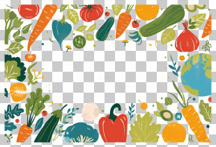 Food Background - Vegetables Graphic Frame Illustration PNG