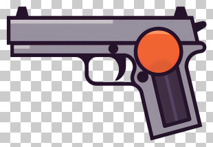 Gun - Cartoon Pistol With Orange Round Detail PNG