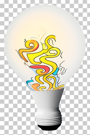 Light Bulb Design - Light Bulb With Abstract Art Design PNG