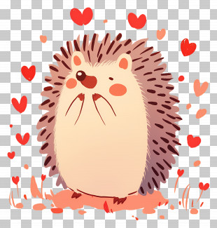 Valentine Hedgehog - Adorable Hedgehog Surrounded By Hearts PNG