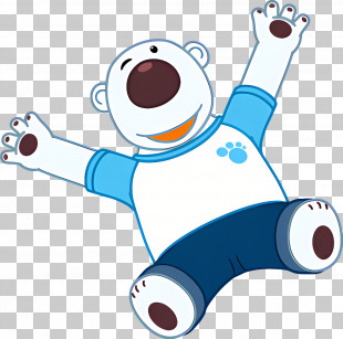 Pororo - Happy Cartoon Bear Jumping In Blue Shirt PNG