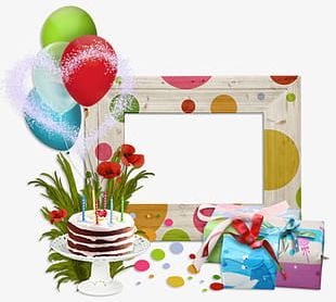 Birthday Cake Balloon Frame PNG
