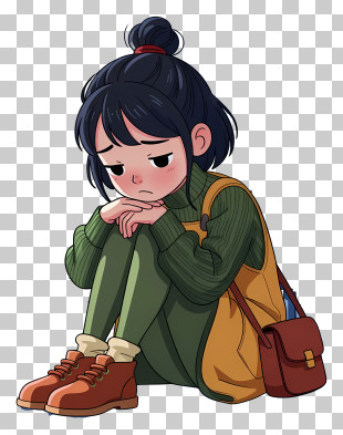 Sad Teen Sitting Alone PNG