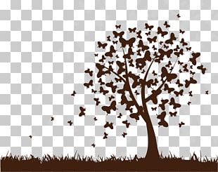 Butterfly Tree Wall Decal PNG