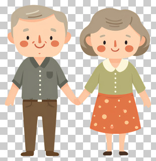 Grandparents Day - Elderly Couple Holding Hands PNG
