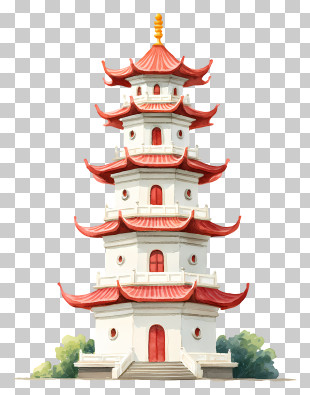 Chinese Temple Pagoda - Layered White Pagoda Temple PNG