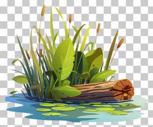World Wetlands Day - Log And Vegetation In A Pond PNG