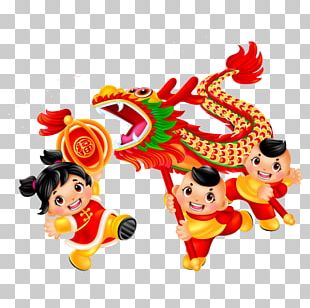 Dragon Dance Lion Dance Chinese New Year Cartoon Illustration PNG ...