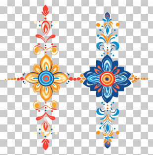 Happy Raksha Bandhan - Colorful Floral Design Patterns PNG