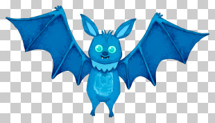 Halloween Bat - Blue Bat Cartoon Illustration PNG