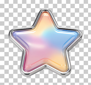 Iridescent Shiny Star Emblem PNG