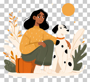 Woman Cozy Travel Mood - Woman Relaxing With Dalmatian PNG