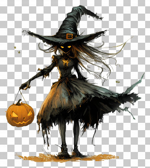 Halloween Witch - Halloween Witch With Pumpkin PNG
