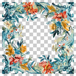Border Frame - Artistic Floral Decorative Frame Illustration PNG