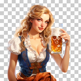 Oktoberfest - Blonde Woman Holding Beer Mug PNG