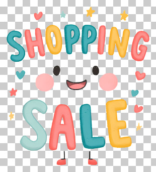 Cute Shopping Sale Colorful Text PNG