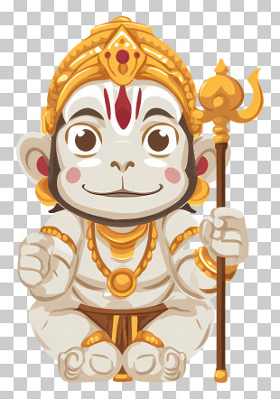Hindu Deity Hanuman - Cute Hanuman Cartoon Illustration PNG
