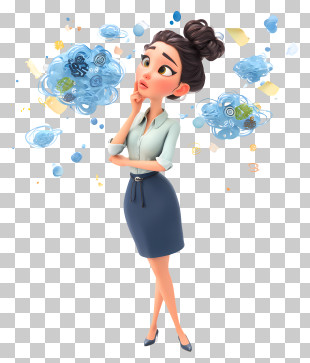 Thinking Girl - Thinking Woman With Ideas PNG