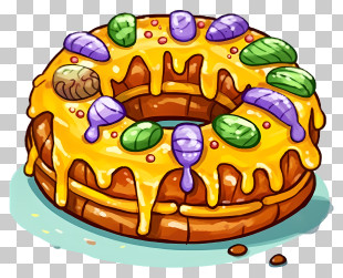 Cake - Colorful Cartoon Doughnut With Bright Icing PNG