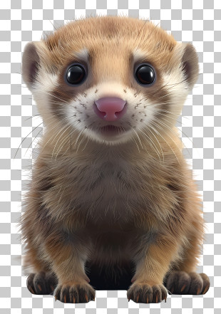 Ferret Day - Cute Ferret With Big Expressive Eyes PNG