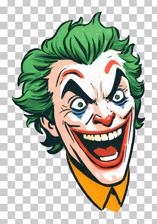 Joker Emoji - Comic Clown Face With Green Hair PNG